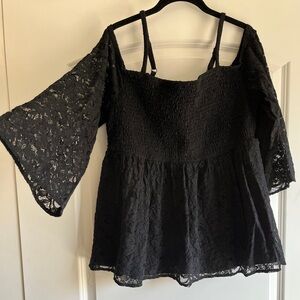 torrid Black Lace Off-Shoulder Peplum Blouse